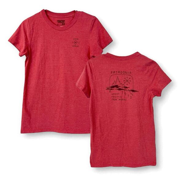 Patagonia Tops - Patagonia Red Slim Fit Graphic Short Sleeve Pacific Iron Works Women size Small